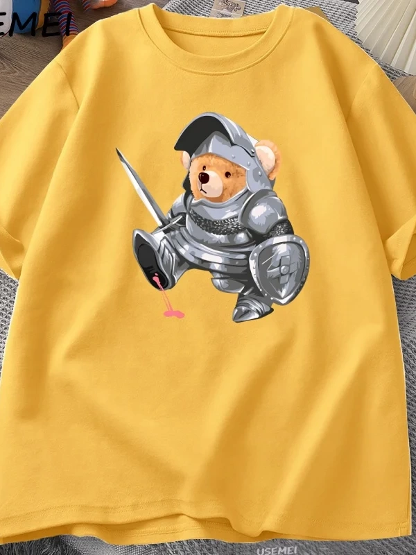 Komik Teddy Bear Grafik T Shirt Erkek Pamuk Kısa kollu tişört Kadın Giyim Baskı Moda Boy Tee  3084