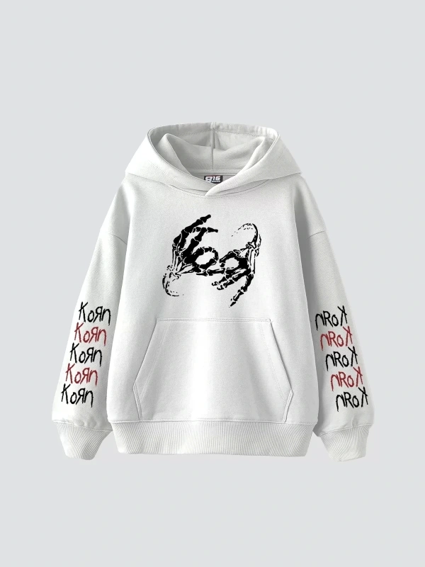 Korn Baskılı Oversize Unisex Beyaz
