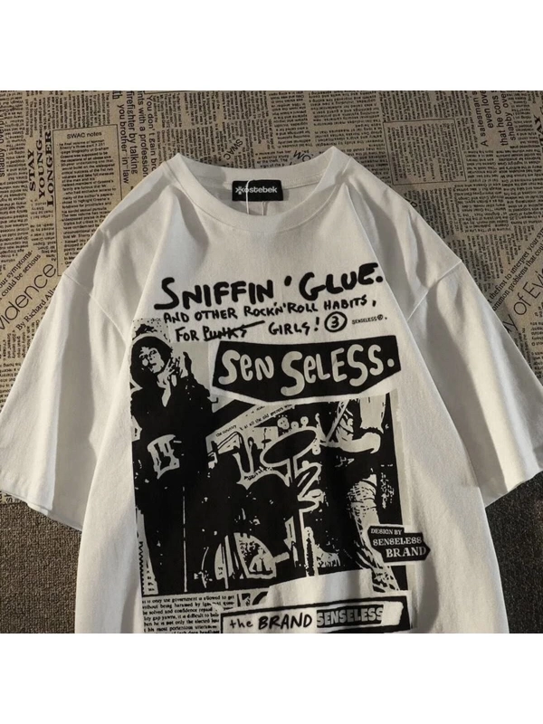 Köstebek Etiket Sniffin Glue - Sen Seless () Beyaz T-shirt moodbeyazselesstshirt