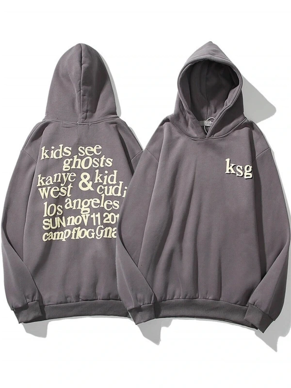 Ksg Oversıze Sweatshirt Hoodie Koyugrı Gri