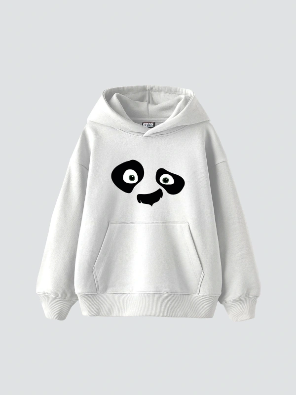 Kungfu Pand Baskılı Oversize Unisex Premium Beyaz