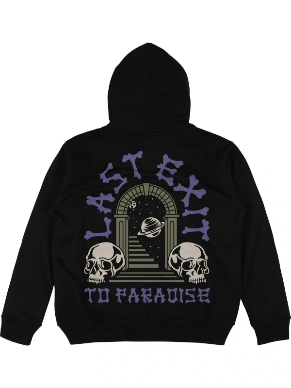 Last Exit Siyah Oversize Unisex Kapüşonlu Sweatshirt Hoodie