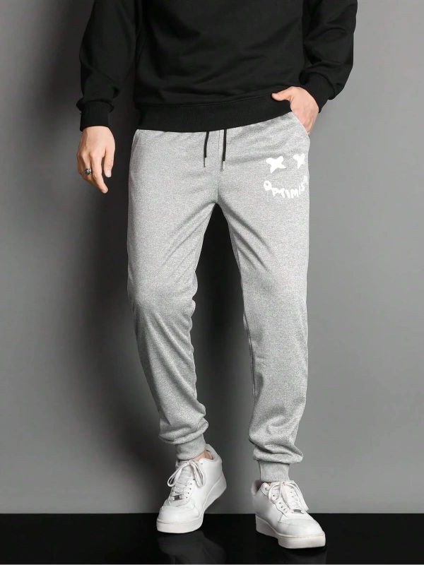 Letter Cartoon Graphic Drawstring Waist Eşofman Altı