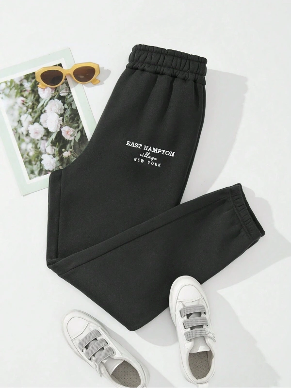 Letter Embroidery Thermal Lined 4 Mevsim Eşofman