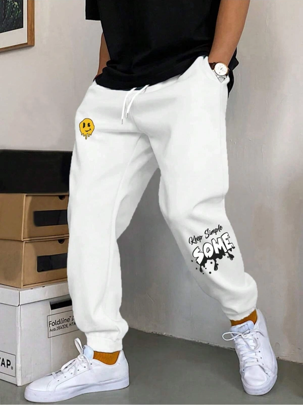 Letter Graphic Drawstring Waist Eşofman Altı