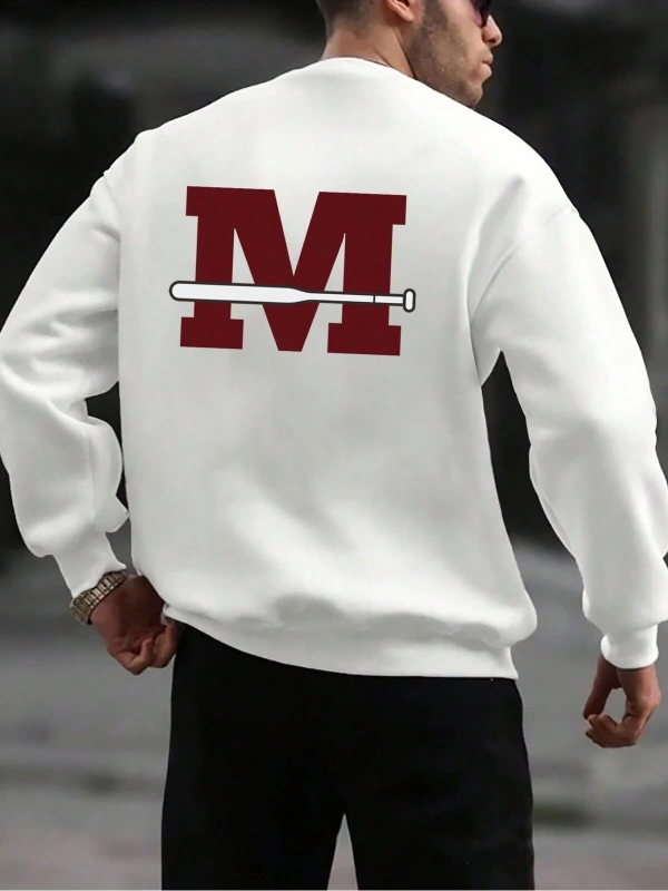 Letter Graphic Drop Shoulder Sweatshirt Beyaz