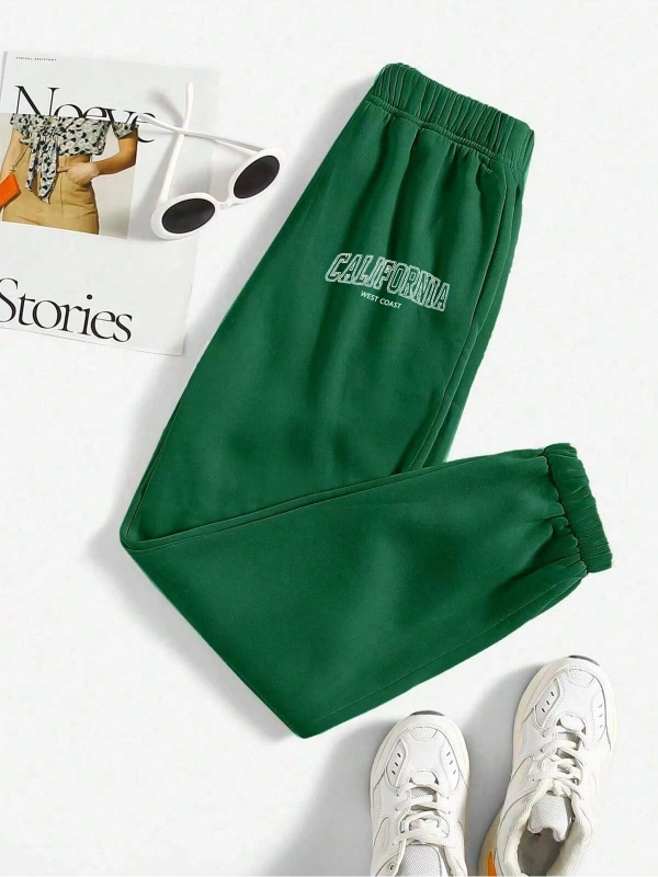 Letter Graphic Elastic Waist 4 Mevsim Eşofman