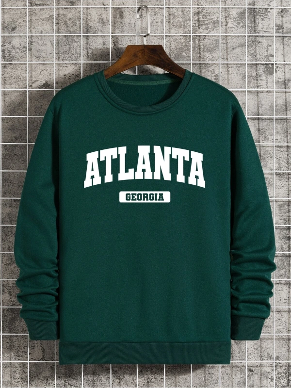 Letter Graphic Lined Sweatshirt Yeşil