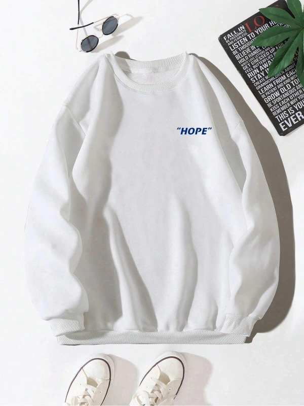 Letter Graphic Sweatshirt Beyaz