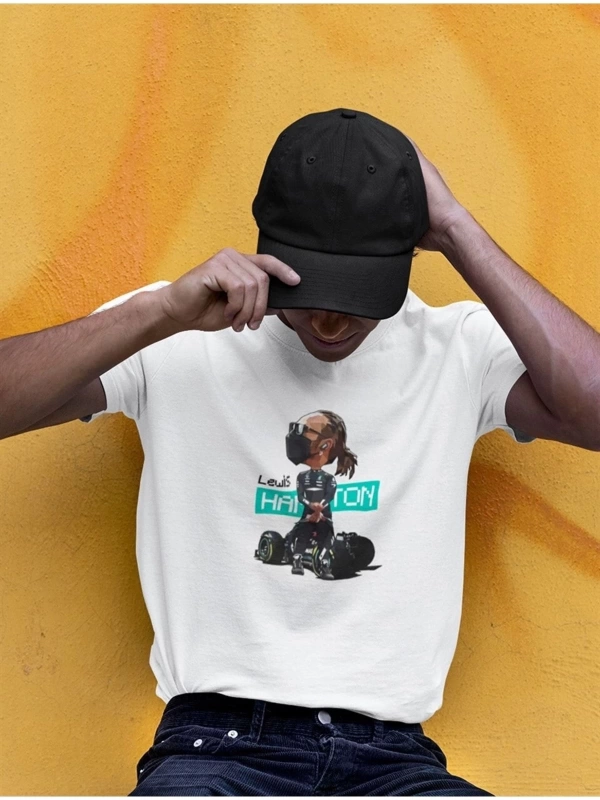 Lewis Hamilton Pixel Art Beyaz T-shirt