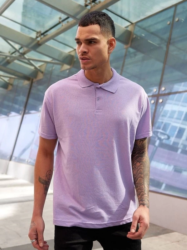Lila Dar/slim Fitt Polo Yaka Tshirt