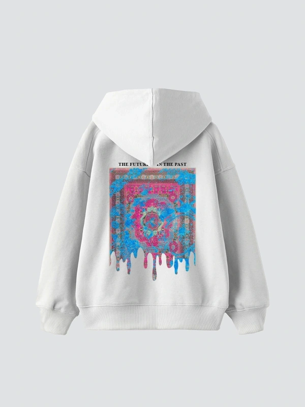 Liquid Rug Baskılı Oversize Unisex Beyaz