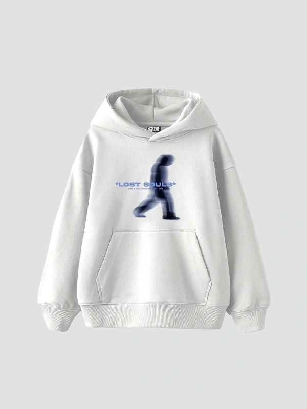 Lost Souls Baskılı Oversize Unisex Premium Beyaz