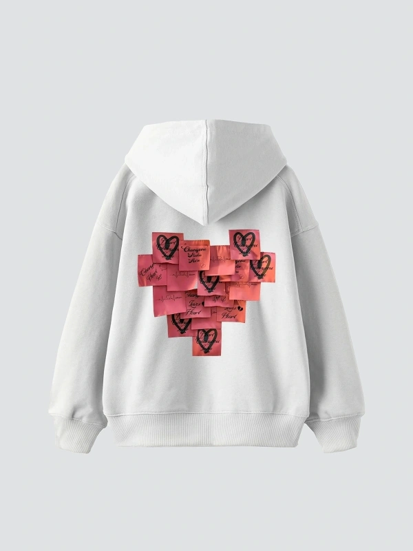 Love Baskılı Oversize Unisex Beyaz