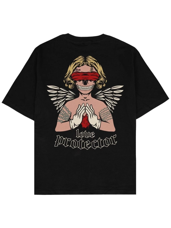Love Protector Siyah Oversize Unisex T-shirt