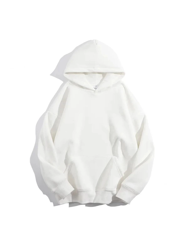 MABS Kadın Beyaz Düz Oversize Kapüşonlu Sweatshirt Hodie