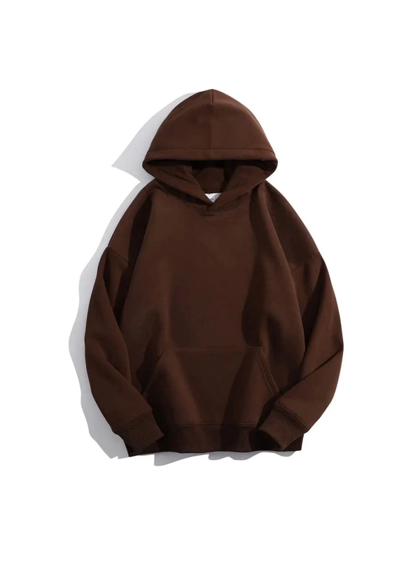 MABS Kadın Kahverengi Düz Oversize Kapüşonlu Sweatshirt Hodie