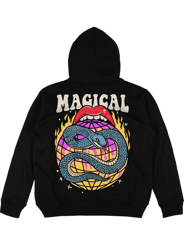 Magical Siyah Oversize Unisex Kapüşonlu Sweatshirt Hoodie