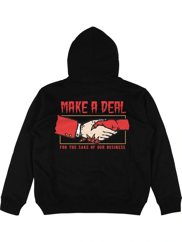 Make A Deal Siyah Oversize Unisex Kapüşonlu Sweatshirt Hoodie
