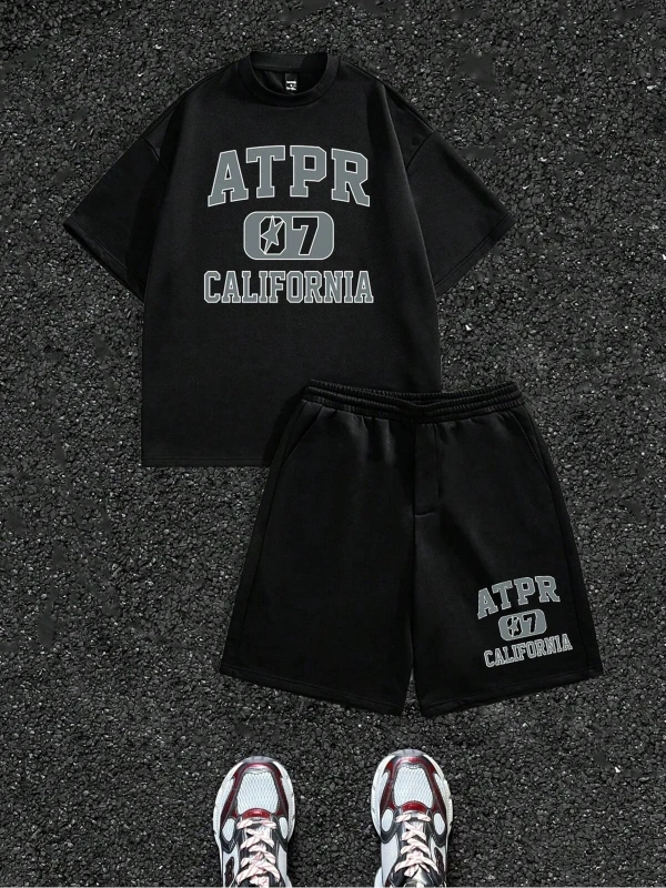 Manfinity Homme 2li Erkek Günlük Basit Kısa Kollu Tişört Ve Şort Takımı