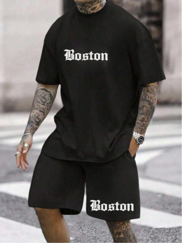 Manfinity Homme Beyaz Örme Erkek Kısa Kollu Tişört ve Şort Takımı