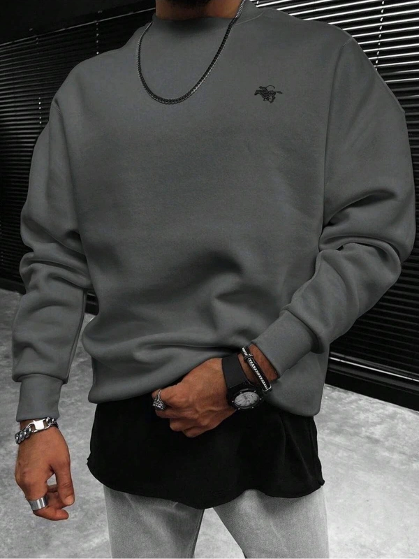 Manfinity Homme Horse Embroidery Sweatshirt Gri