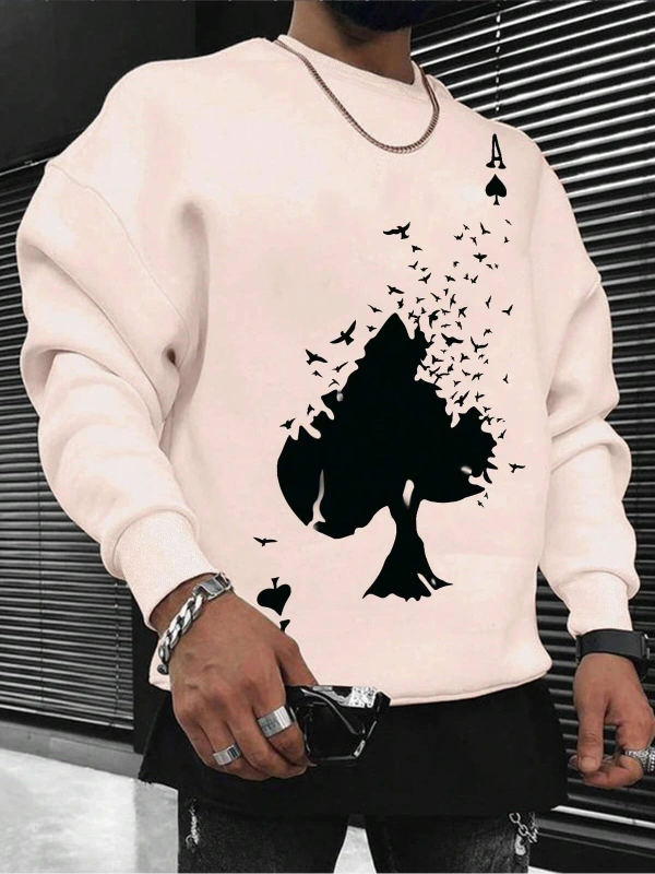 Manfinity LEGND Playing Card Print Sweatshirt Bej
