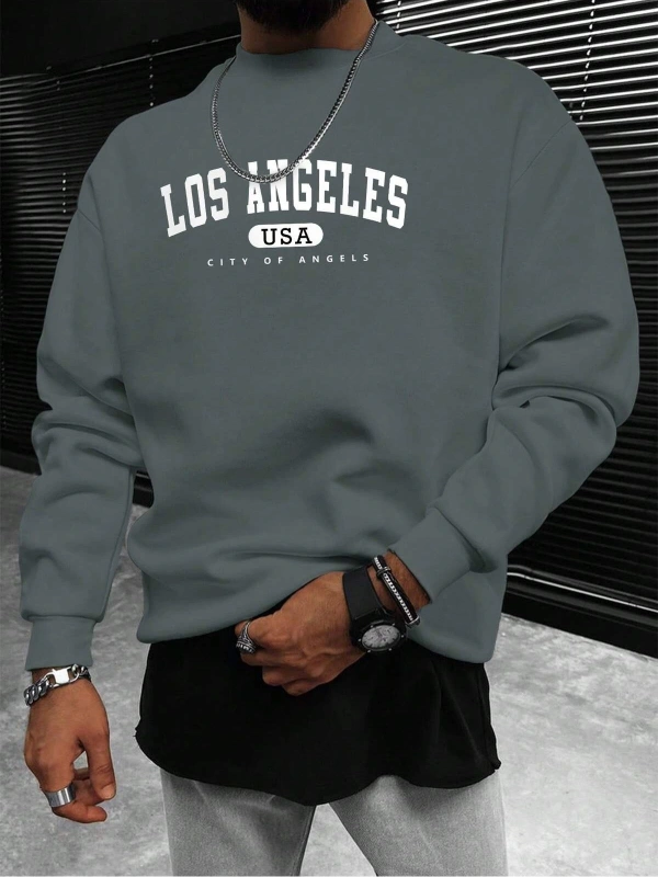 Manfinity Sporsity Letter Graphic Lined Sweatshirt Gri