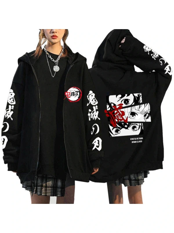Manga Baskılı Fermuarlı Sweatshirt Demon Slayer Mod.21 14548