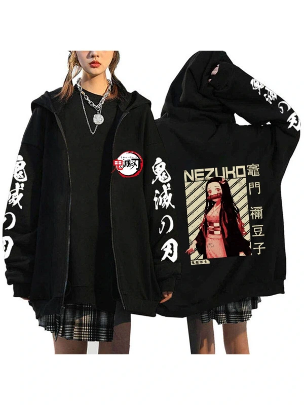 Manga Baskılı Fermuarlı Sweatshirt Demon Slayer Mod.23 14550