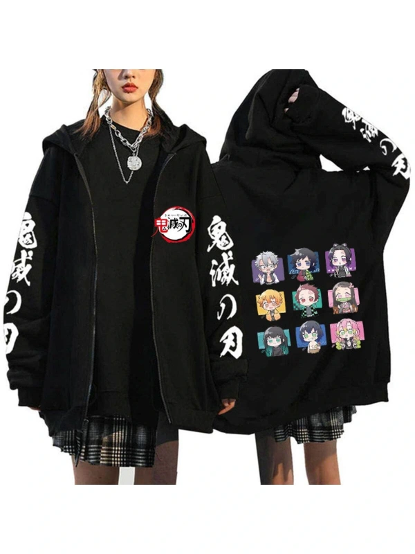 Manga Baskılı Fermuarlı Sweatshirt Demon Slayer Mod.24 14551