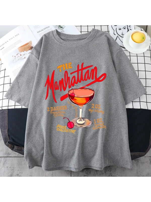 Manhattan Ağır vintage T erkek Kadın Moda Hip Hop streetwear Gevşek günlük kıyafetler