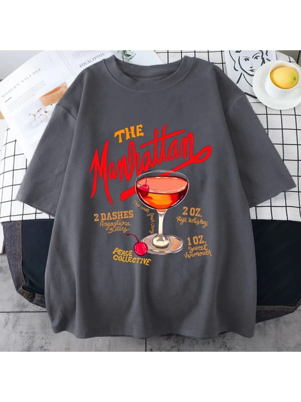 Manhattan Ağır vintage T erkek Kadın Moda Hip Hop streetwear Gevşek günlük kıyafetler