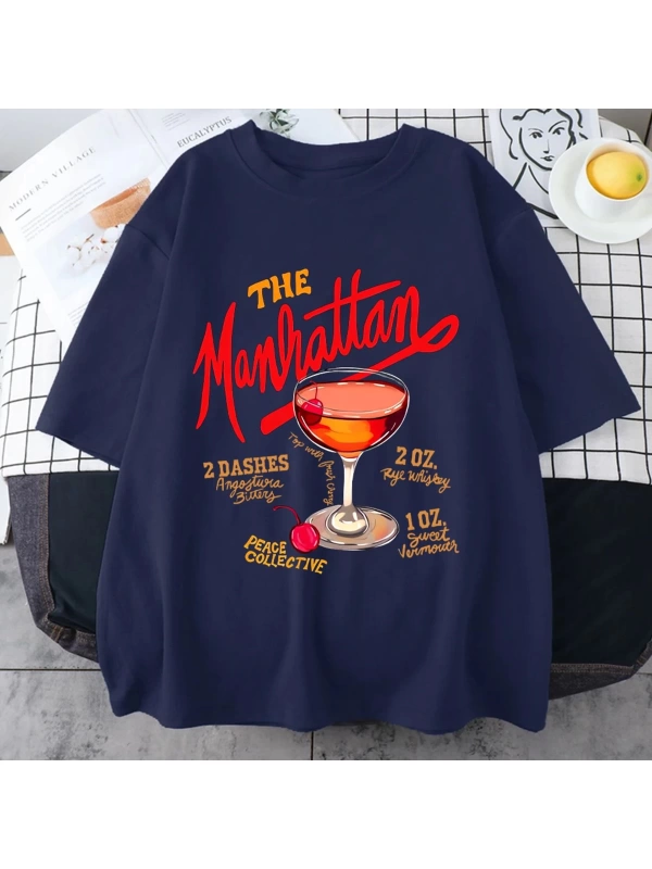 Manhattan Ağır vintage T erkek Kadın Moda Hip Hop streetwear Gevşek günlük kıyafetler