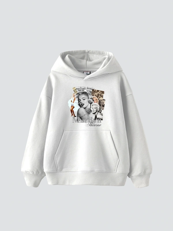 Marilyn Monroe Baskılı Oversize Unisex Beyaz