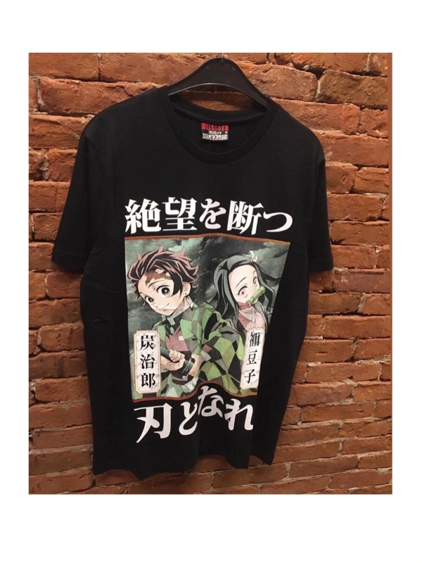 MAVİ Anime Unisex Demon Slayer Tanjiro Nezuko Sırt Baskılı Tişört DMNS856325
