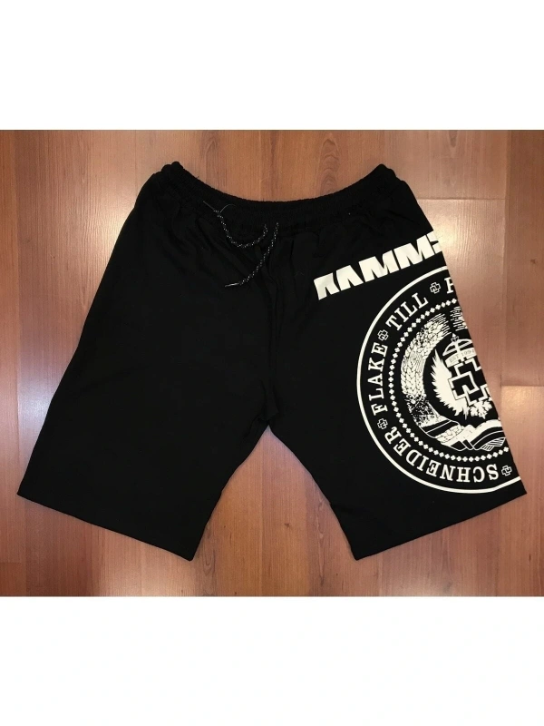 Mavi Etiket Rammstein Est 1994 Baskılı Siyah Şort ADR-SRT-256