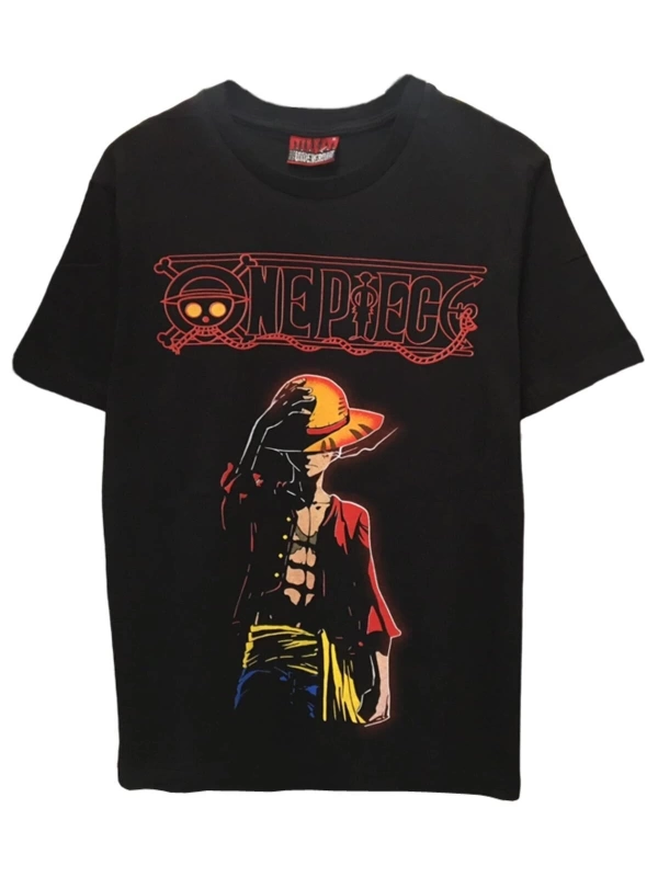MAVİ Unisex Anime One Piece Sırt Baskılı Tişört PCOG433553