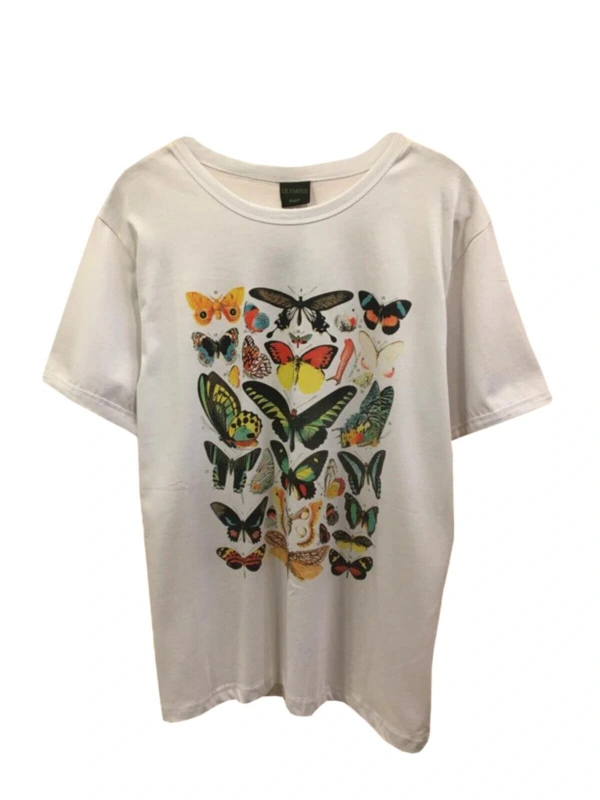 MAVİ Unisex Beyaz Kelebek Baskılı Tişört KLBK85612