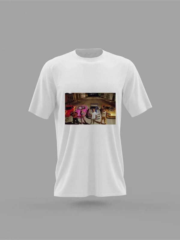 MAVİ Unisex Hızlı Ve Öfkeli 2 Paul Walker Araba Baskılı T-shirt PNRMTSHRT4212