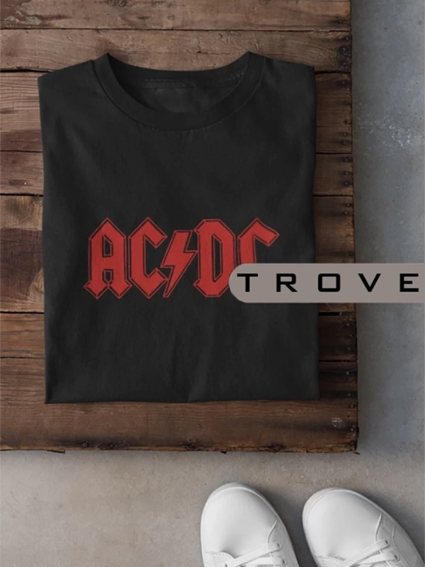 MAVİ Unısex Kadın Erkek Ac/dc Young Kardeşler %100 Pamuk Baskılı Siyah Beyaz T-shirt YOUNGAC