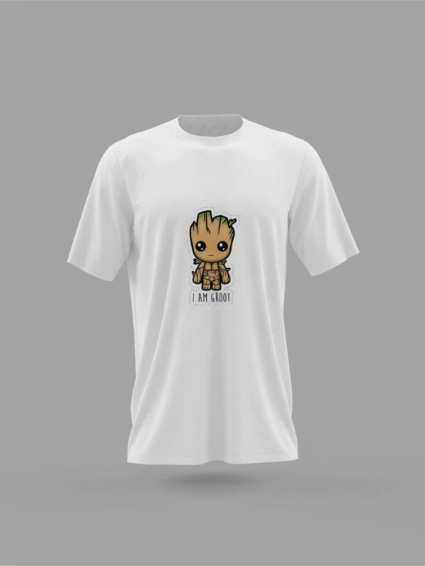 MAVİ Unisex Marvel Tatlı Cute Groot Tasarım Baskılı T-shirt PNRMTSHRT4635