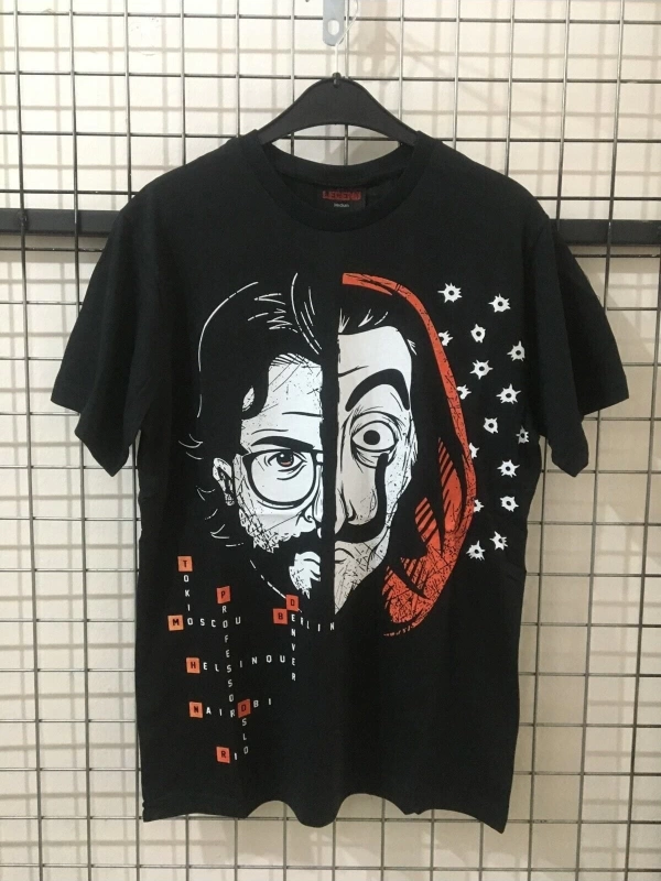 MAVİ Unisex Siyah La Casa De Papel Baskılı T-shirt LGRD5820