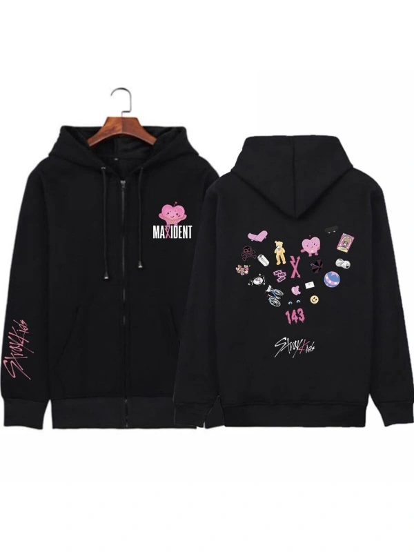 Maxıdent Stray Kids Fermuarlı Kapşonlu Hoodie Mod570 14653