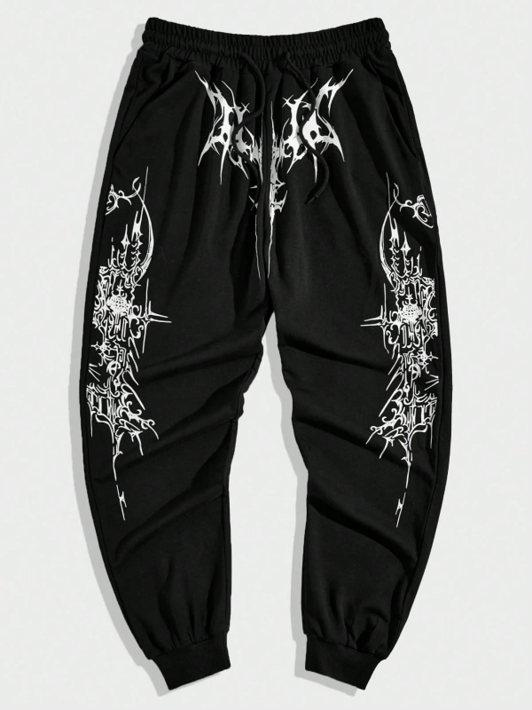 MEN Goth Erkek Gotik Stil Jogger Eşofman Altı, Okul