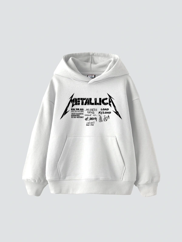 Metallica Road Reload Baskılı Oversize Unisex Beyaz