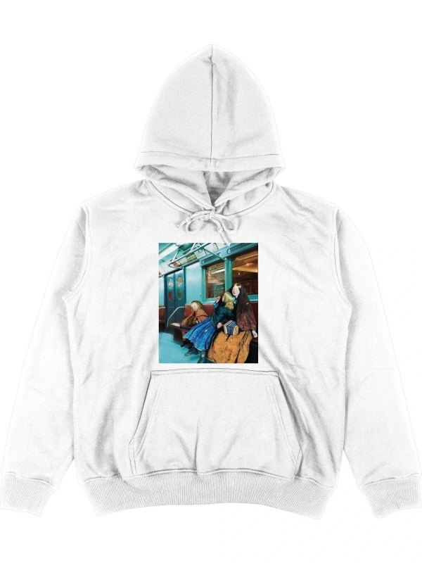 Metro Beyaz Oversize Unisex Kapüşonlu Sweatshirt Hoodie
