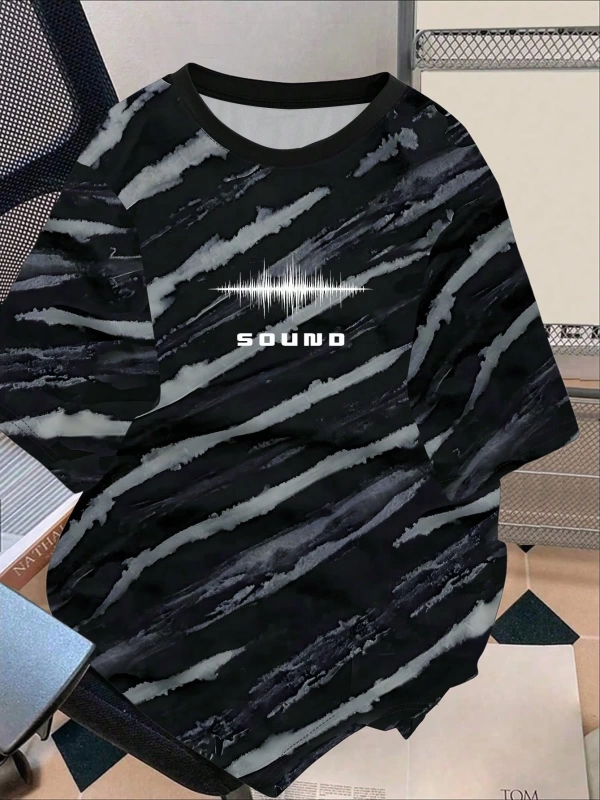 Moda Dalga Desenli Erkek Kısa Kollu Tişört, Yaz