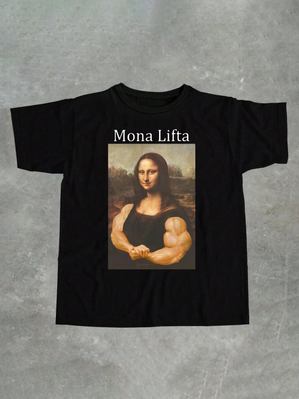 Monalift Komik Mona Lisa Fitness Tasarım Erkek Standart Tişört