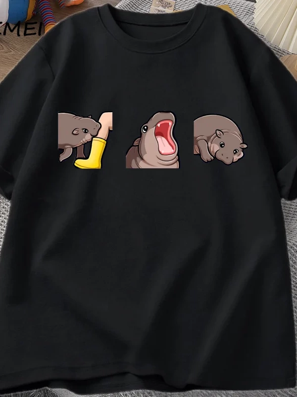 Moo Deng T Shirt komik bebek Hippo Moo Deng Gang T-shirt sevimli bebek Pygmy Hippo Moo Deng T 2882